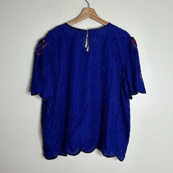 Cervelle ladies beaded sequin silk blouse top size 3X - Picture 9 of 11